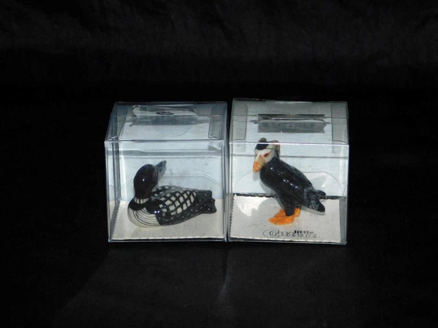 Little Critterz Alaska Tufted Puffin & Loon NEW Mini Porcelain Figurines Lot 2