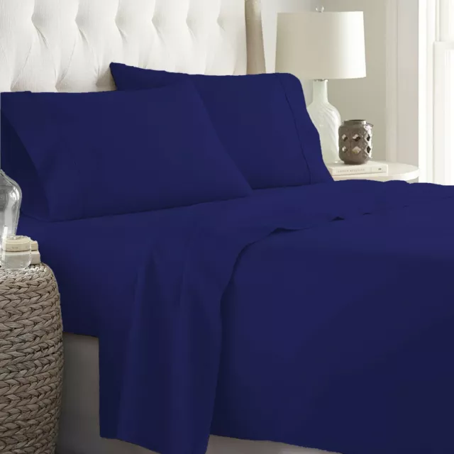 Egyptian Cotton 1000 TC Pretty Bedding Items Navy Blue Solid Select Item & Size