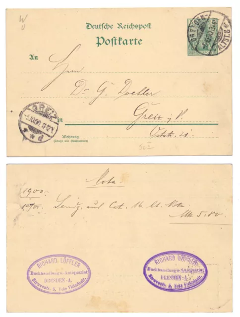 101796 - Todo el asunto P 50 - postal - Dresde-Altst. 5.10.1900 según Greiz