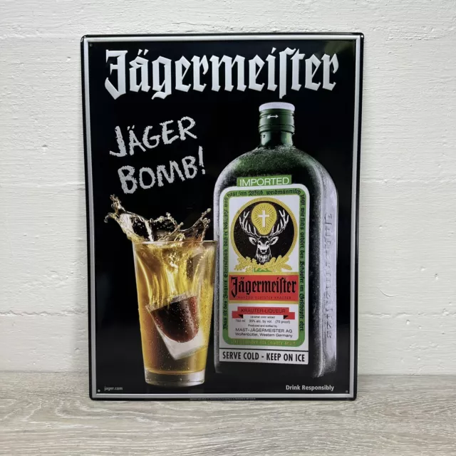 Jagermeister Metal Sign Jager Bomb Splash Cool 18” x 13 1/2” Metal Embossed