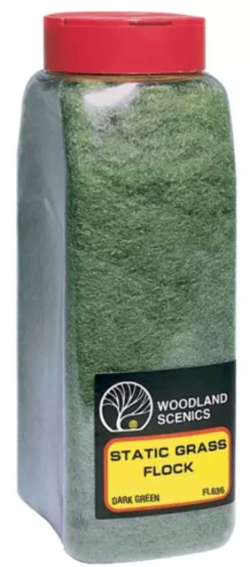 Woodland Scenics FL636 Static Grass Flock Dark Green 32 oz Train Scenery