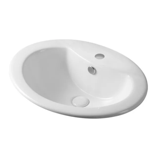 Lavabo da incasso soprapiano ovale 56x46 cm in ceramica lucida