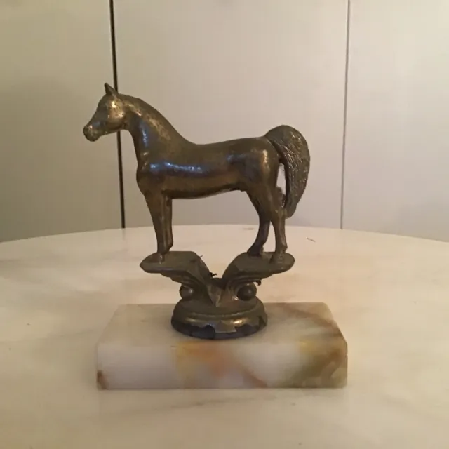 Vintage Horse Trophy Marble Base 4” Height Heavy Horse Show Equestrian