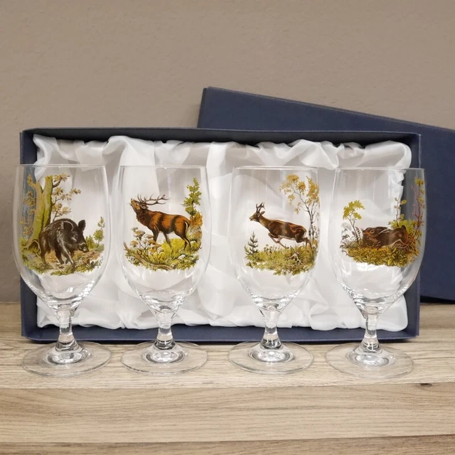 4 Piezas Cerveza Pils Vasos Juego Vidrio Colores Caza Decoración Motivo Regalo