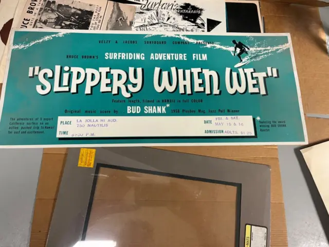 Vintage Surf Movie Poster- Bruce Brown "Slippery When Wet" Original -Rare