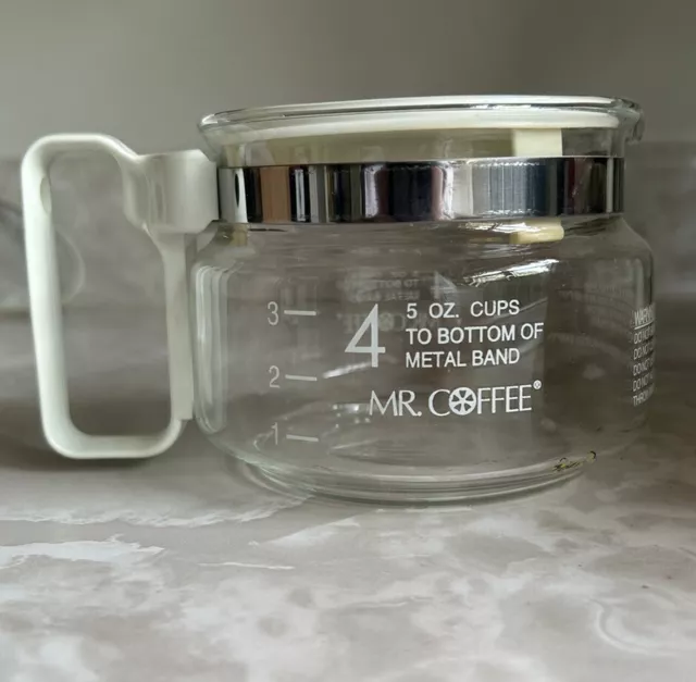 Mr.. Coffee Replacement Glass Coffee Carafe, 3-4 Cup, D40, White EUC