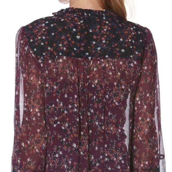 PAIGE Dorothy Floral Silk Blouse Women Size Medium Retail $250 3