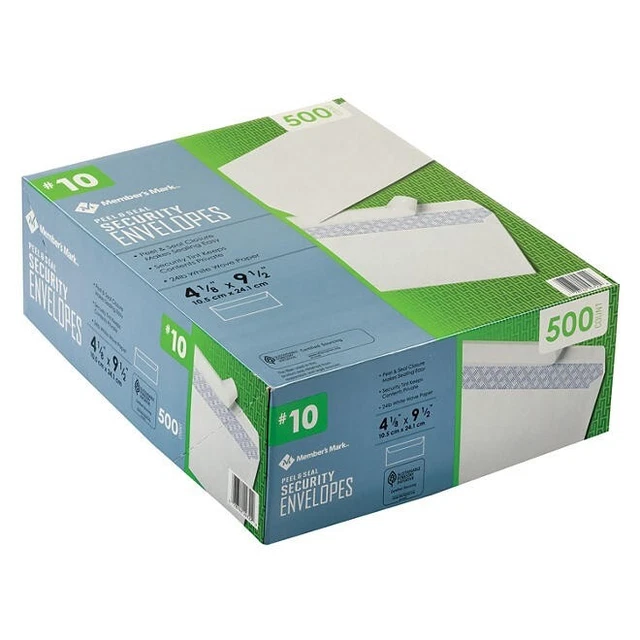Member's Mark Security Envelope #10, Peel and Seal (500 ct.) - BRAND NEW