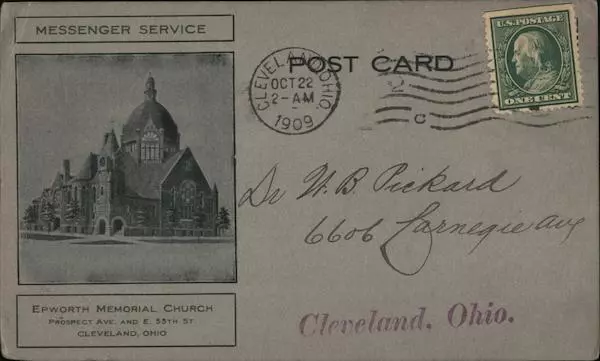 1909 CLEVELAND,OH EPWORTH Memorial Church Cuyahoga County Ohio Postcard ...