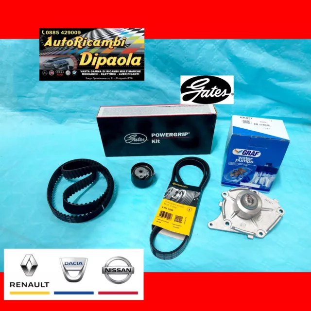 Kit Distribuzione Gates + Pompa Acqua + Cinghia Dacia Sandero Duster 1.5 Dci