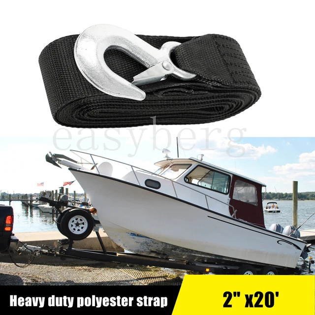 DELUXE BOAT TRAILER Replacement Winch Strap 2"x20' Safety Snap Hook