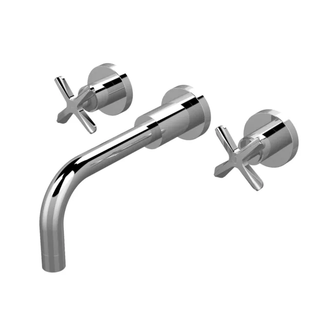 Nuie Aztec Basin & Bath Taps Modern Curved Spout Cross Handle Bathroom Faucet