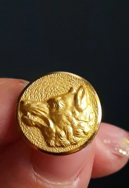 Bouton Ancien 25 Mm – Thème Chasse/vénerie, Motif Tête De Loup – France, Fer
