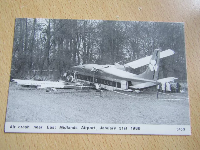 Postcard Air Crash Near East Midland Airport EMA 1986 Aer Lingus Shorts 360