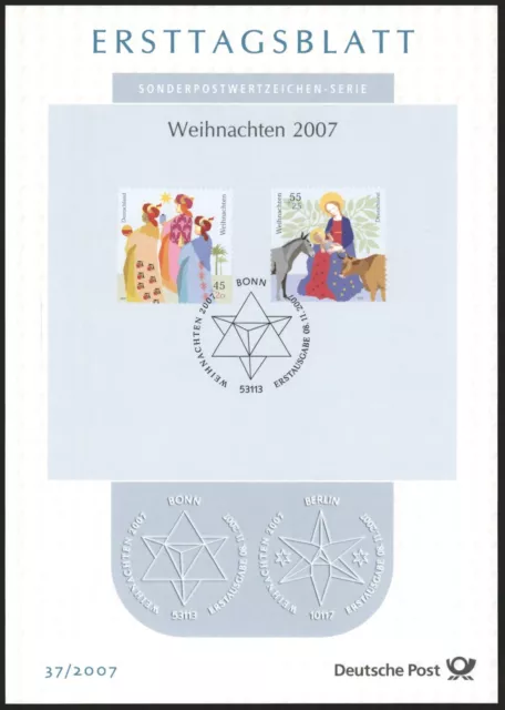 Ersttagsblatt ETB 37/2007 - "Weihnachten" - Anbetung der Heiligen Drei Könige