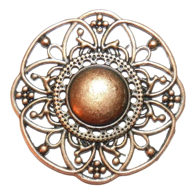 M373 Antiqued Copper 50mm Intricate Open Domed Round Pendant Focal Link 2pc