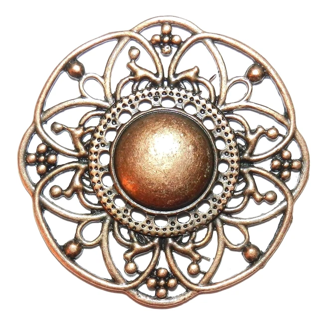 MX373 Antiqued Copper 50mm Intricate Open Domed Round Pendant Focal Link 10pc