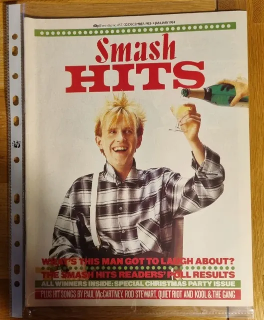 Smash Hits magazine 22nd Dec-4th Jan 1984, front Howard Jones Boy George Back