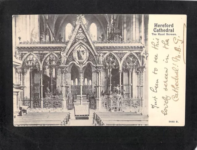 B7838 UK Hereford Cathedral Rood Screen pu1902 vintage postcard