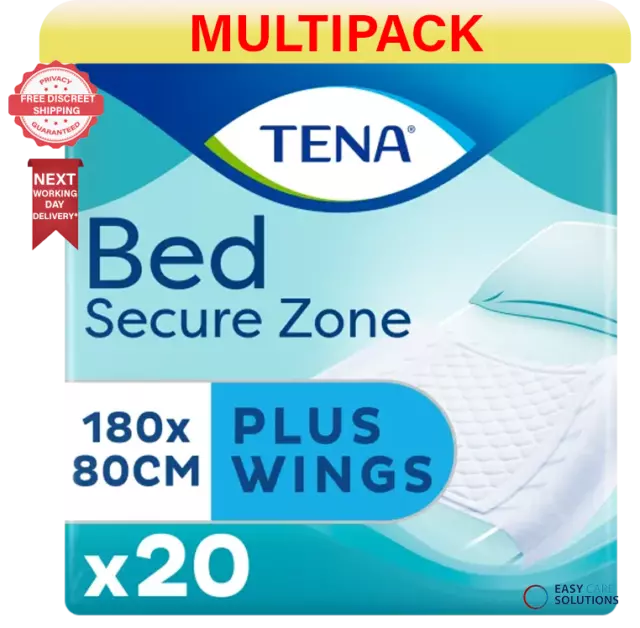 TENA Bed Plus Wings Incontinence Bed Pads 60x60cm - Case - 4 Pks of 20 - 2300ml