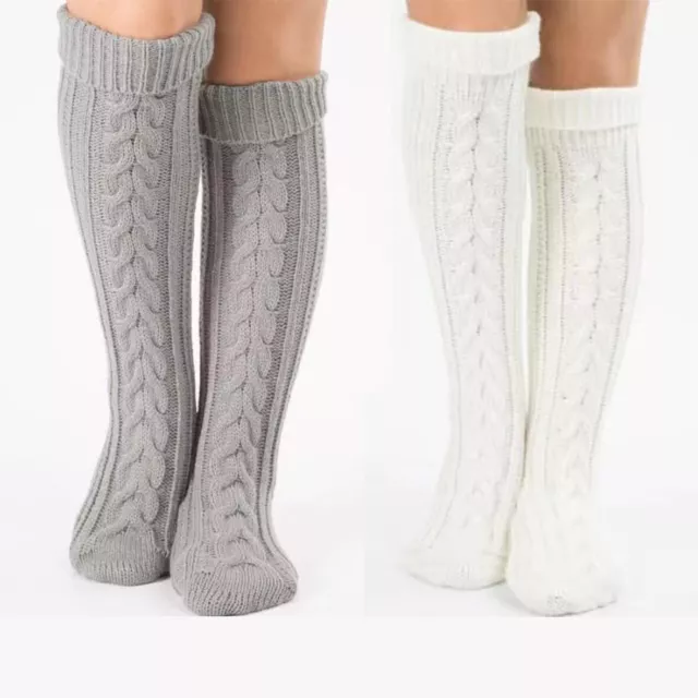 Ladies Women Winter Wool Knit Thigh-High Over the Knee Socks Long Stocking Warm