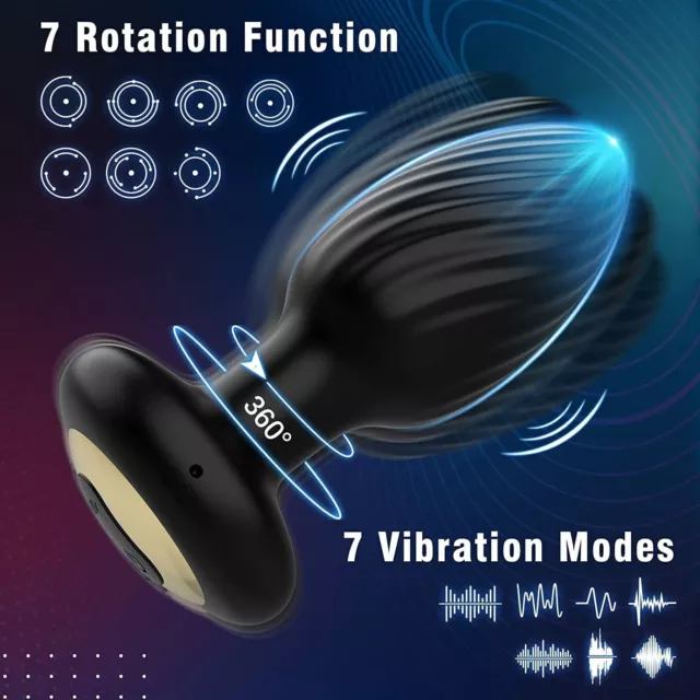 Rotating-Anal-Butt-Plug-Vibrator-Prostate-Massager-Sex-Dildo-Toys for Men Women 2