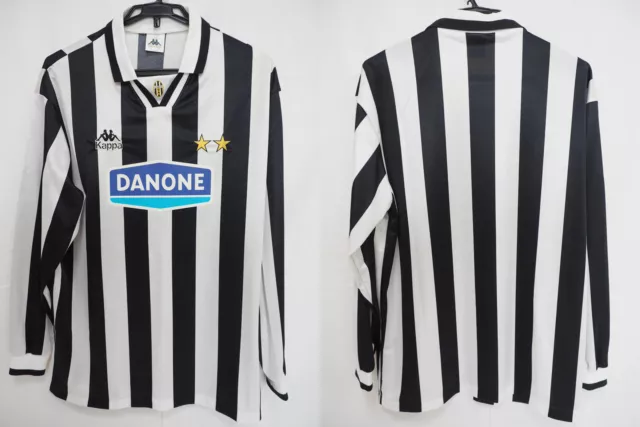 1994-1995 Juventus Juve Bianconeri Jersey Shirt Home Maglia Danone Kappa L/S L