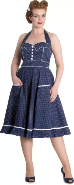 Hell Bunny «VANITY 50s» Polka Dots NECKHOLDER Punkte Petticoat KLEID Rockabilly