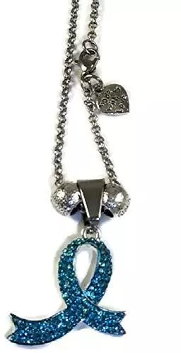 Ovarian Cancer Awareness Ribbon Pendant Necklace with Swarovski Crystals