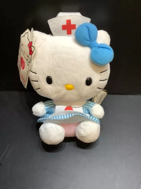 Hello Kitty Plush Soft Toy Teddy Cat 6 Inch Rare TY Beanie Babies Nurse