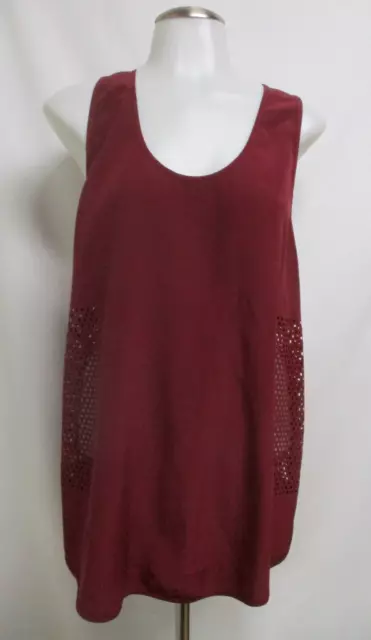 ALEXANDER WANG maroon burgundy laser cut silk tank top blouse shirt sz 8