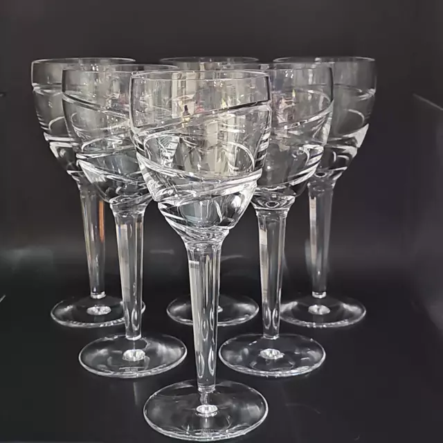 Stuart Crystal by Jasper Conran ser of 6 large wine Glasses. Aura Pattern.300 ml