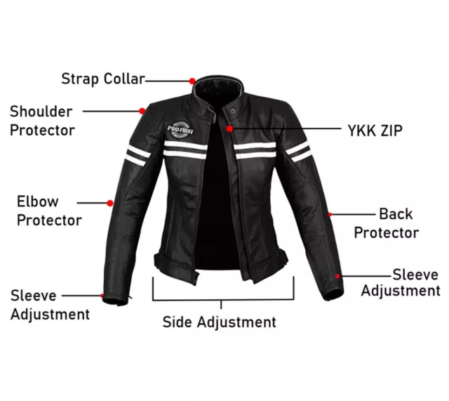 Ladies Motorbike Leather Jacket Biker Women Motorcycle Waterproof CE Armours UK 3