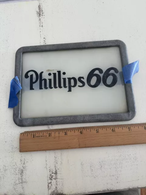 PHILLIPS 66 Ad Glass gas station pump sign VINTAGE RARE 7.5”x5.5”