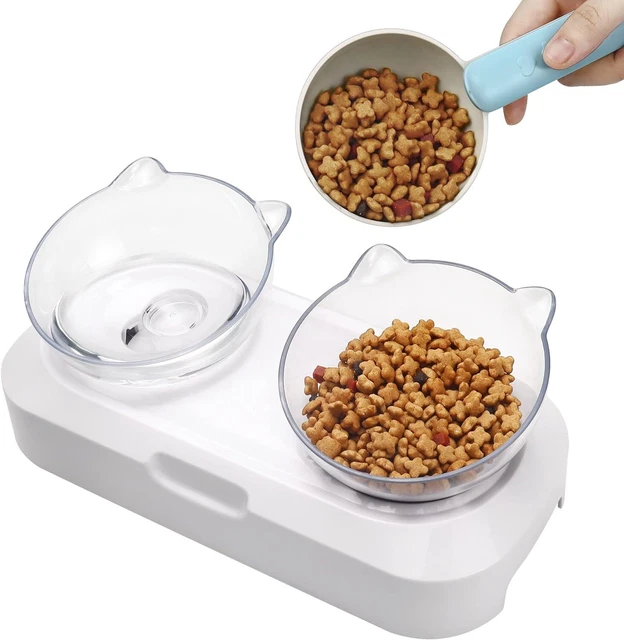 MISS GOOD RAISED Double Cat Bowl with Stand Pet Feeding and Watering