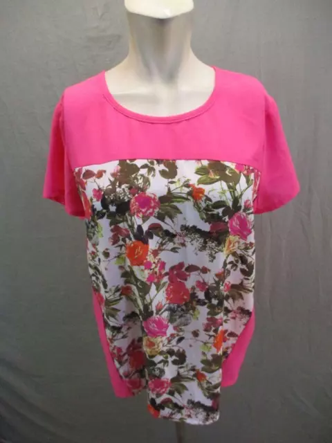 KUT from the Kloth Size M Womens Pink Floral Short Sleeve T-Shirt Top 1R847