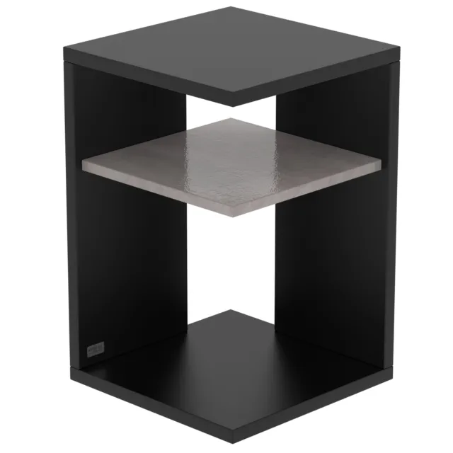 Mesa Auxiliar Prisma Negro Madera Mesita Baja Sofá Moderno Akzentfarbe Concreto