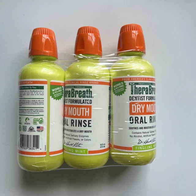 Lot 3 - TheraBreath  Fresh Breath Oral Rinse Tingling Mint 16 oz  EXP10/24