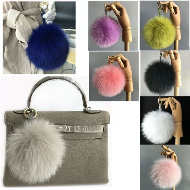 Extra large 6" Real Fox Fur Ball Pom pom Car Keyring Bag Charm Pendant Keychain