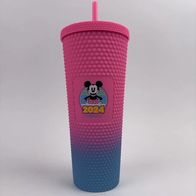 WALT DISNEY WORLD Starbucks Mickey Mouse Neon Pink Blue 2024 Tumbler