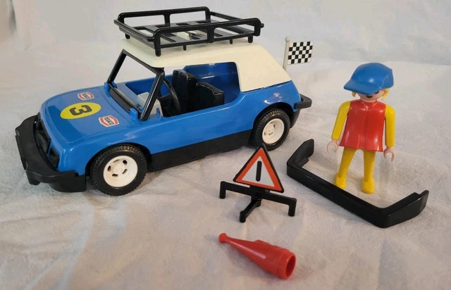 Lot PLAYMOBIL Vintage 3208 - Motos Vert Rouge Bleu Avec Casques - 1976 - Boîte