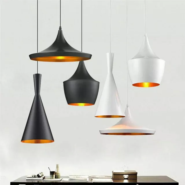 Pendant Lights Shade Ceiling Fitting Black/White Industrial Hanging Lamp Kitchen