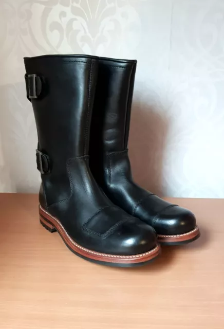 CLARKS NORTON ZIP mens black leather motorcycle boots UK 9 and
