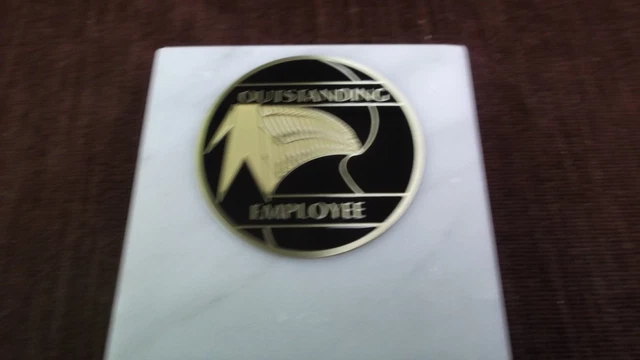 outstanding employee paperweight marble award metal insert personalized
