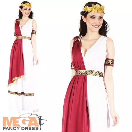 Greek Goddess Ladies Fancy Dress Ancient Roman Historical Womens Adults Costume