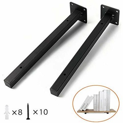 2 Pezzi Staffe per Mensole Industriale Supporto di Metallo Steampunk Galleggiante per Tubi da Muro in Ferro 20cm Staffa per Mensola Pesante Retro da Parete Montato per Scaffali Stile Vintage Nero 