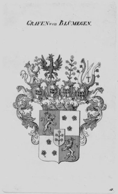 1820 - Blümegen Wappen Adel coat of arms heraldry Heraldik crest Kupferstich