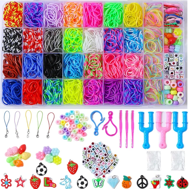 Más de 2500 kit de pulsera con banda de goma, kit de fabricación de pulseras de telar para niños, bandas de goma