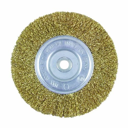 T25647 6-Inch Fine Brass Coated Steel Crimp Wire Wheel with 1/2 & 5/8 Arbor Ho