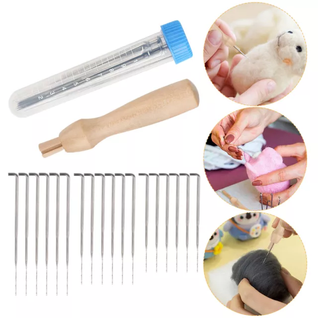20x Filznadeln Set mit Griff Wollfilz Werkzeug Kit Zum Selbermachen Gemischter Filzstarter